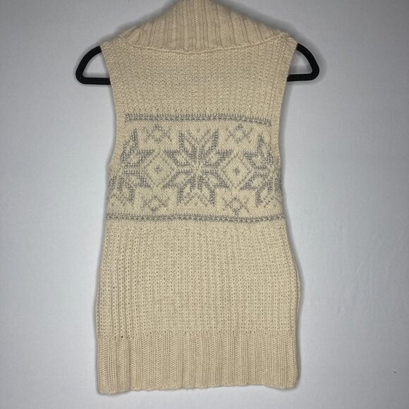 Vintage 90s RALPH LAUREN BLUE LABEL Sweater Vest Cashmere Wool Ivory Snowflake M - Picture 10 of 16